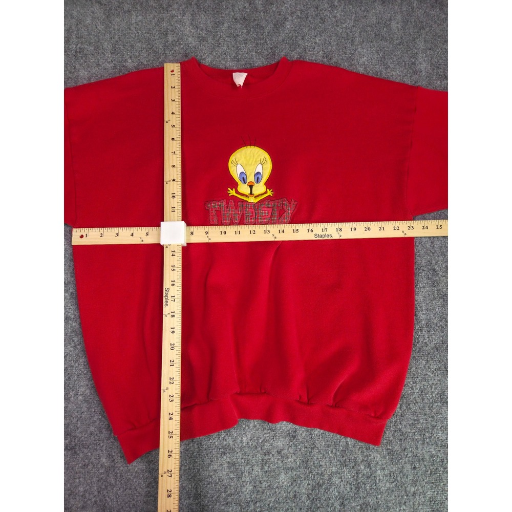 Vintage 90s Warner Bros Tweety Bird Sweatshirt Womens 3X Red Embroidered USA - Picture 3 of 12